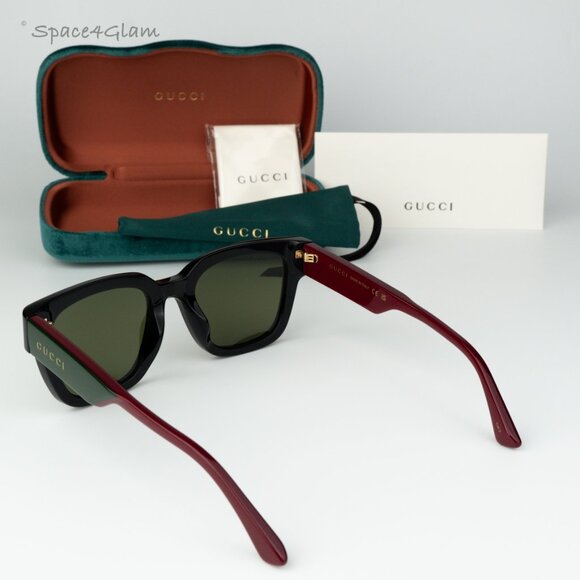 BRAND NEW Gucci GG1670SK 005 Black Red Green Square Unisex Sunglasses main image 9